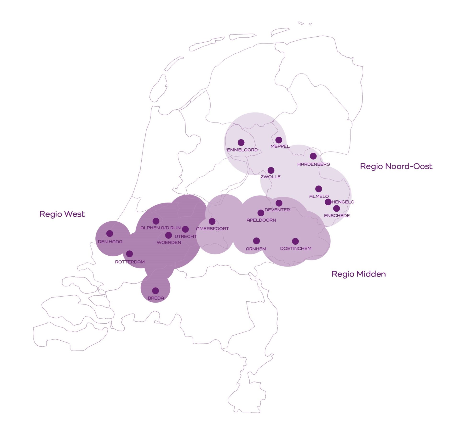 Werkgebied van Naviva Kraamzorg
